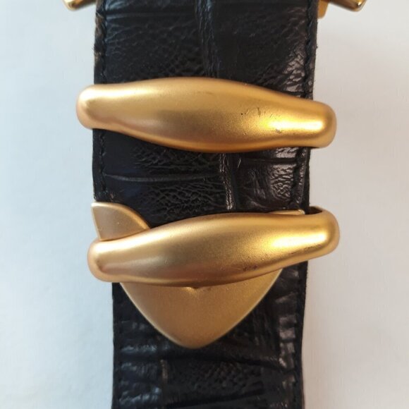Belts by Simon Black Alligator Print Leather Belt M Glam Dressy Work - Picture 3 of 15